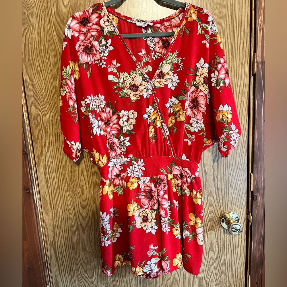 Umgee Red Floral Romper